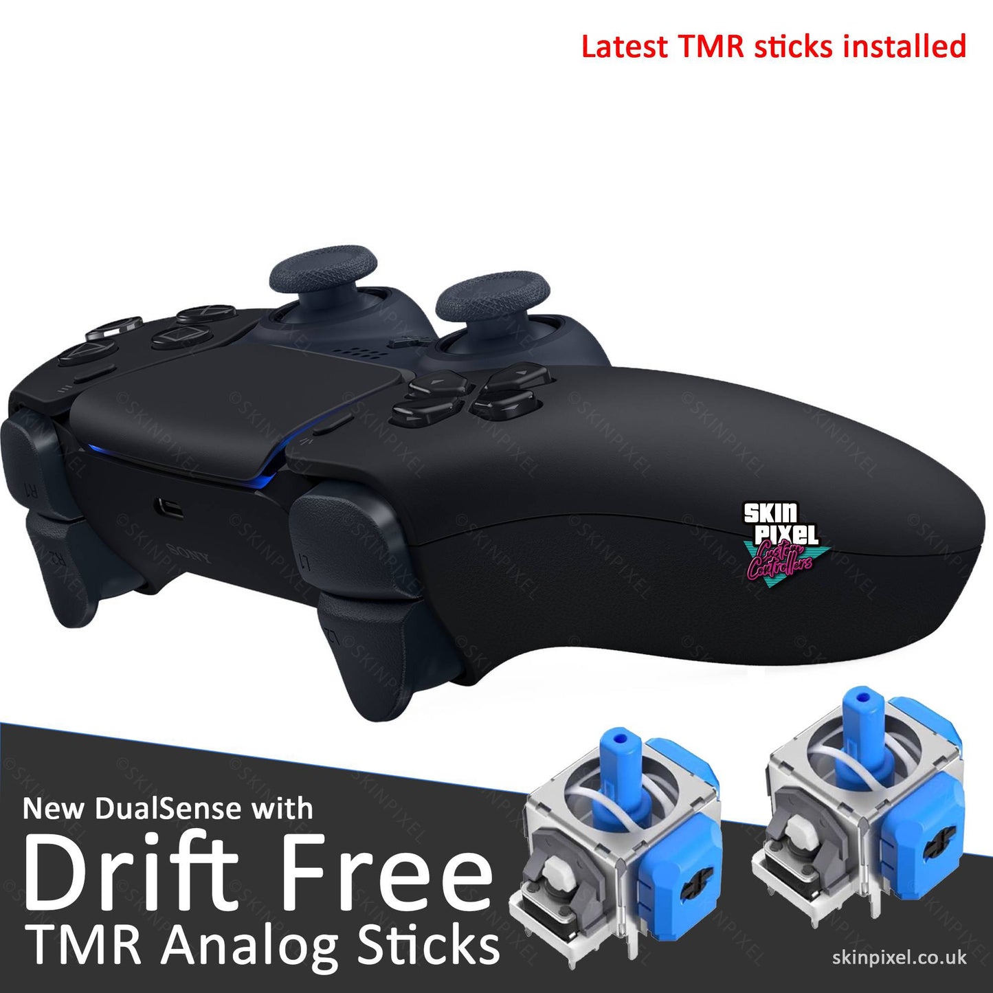 Midnight Black DualSense Upgraded With TMR Sticks + USB Cable